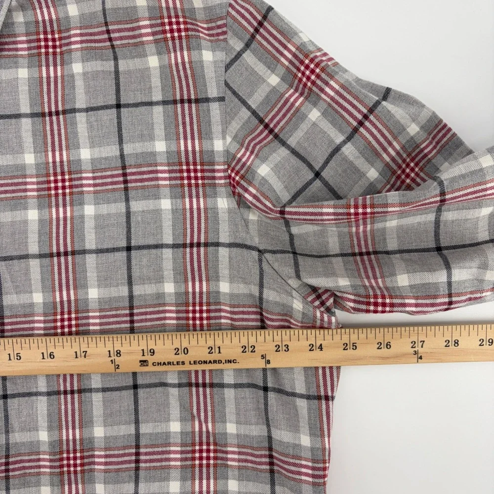 Banana Republic Shirt Mens XL Plaid Flannel Button Down Gray Red Long Sleeve